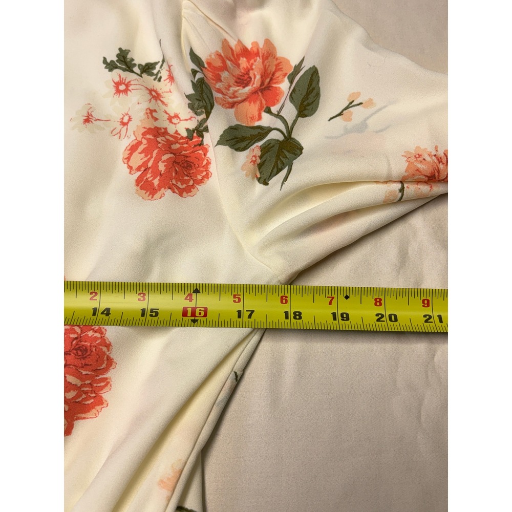 NWT Sugarlips Floral Fit and Flare Dress Cream Orange Rose Puff Sleeve M - Picture 8 of 9